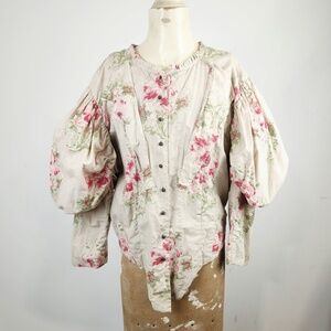 Magnolia Pearl Floral Victorian Puffy Sleeve Jacket - RARE